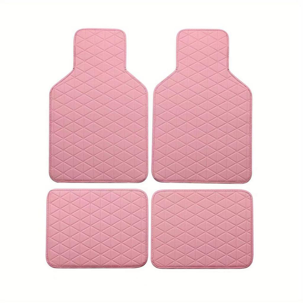 4pcs Car Floor Mats Waterproof PU Leather Universal Car Mats, Simple Design For Men And Women, Car Interior Accessories