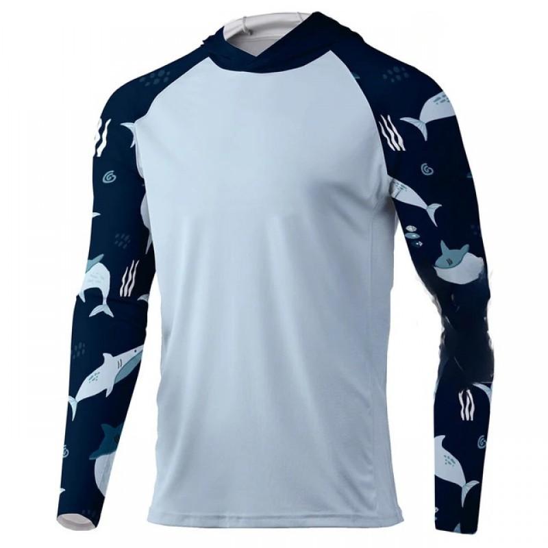 UPF50 + Outdoor Sunscreen Fishing Clothes Ice Silk Light Breathable Cool Quick-drying T-shirt Hooded