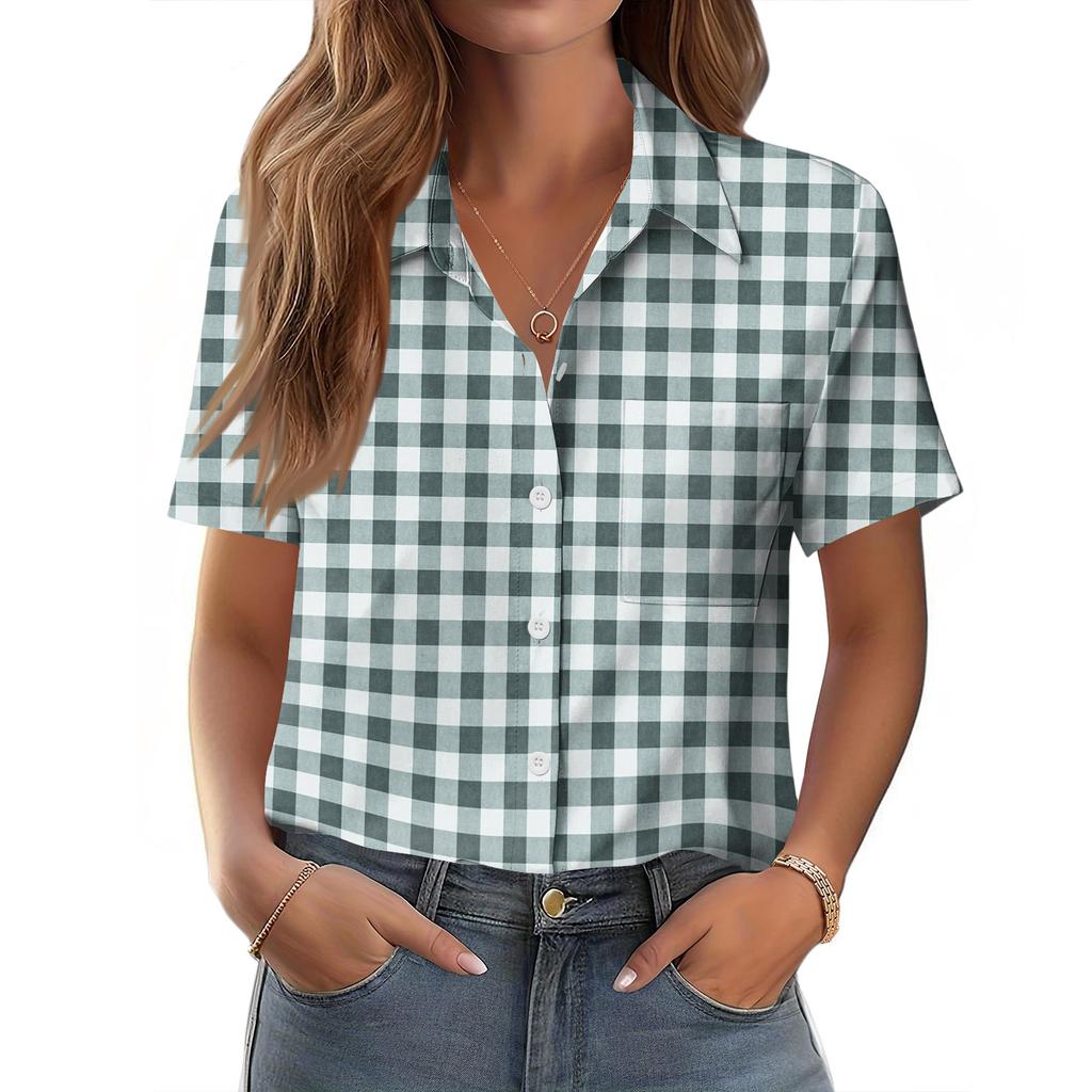 Dámské halenky s krátkým rukávem, košile na knoflíky, business casual, elegantní pracovní topy, letní jarní oblečení
