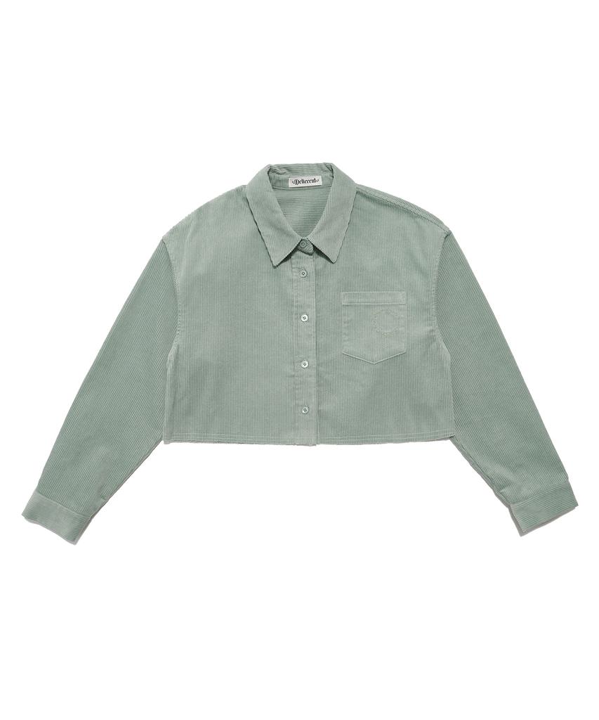 DELICCENT Corduroy Loose Crop Shirt [Mint]