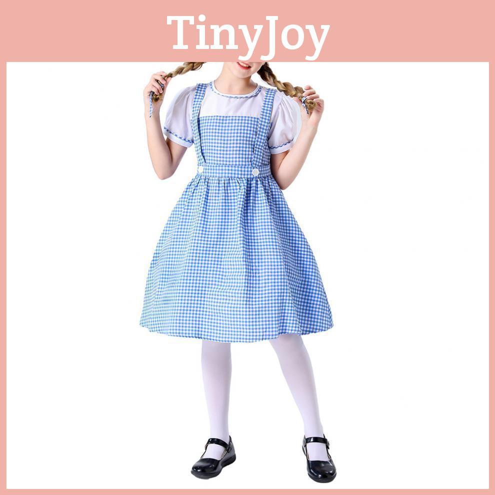 Wizard Of Oz Blue Checkered Costume Dress With Headband For Girls Roleplay Special Characters Included