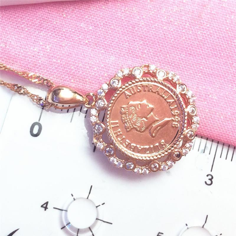 Purple Gold Color Gold Diamond Queen Pendant Necklace Fashion Trend Rose Gold Plated Set Chain