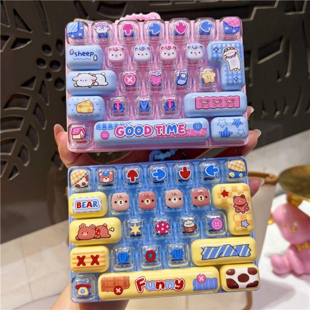 Keychain Stress Relief Decompression Toy 26-key Keyboard Toy Press Button Toy  Bag Ornament