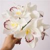 6 Heads Artificial Orchid Bouquets Desktop Ornament Photo Props Realistic Cymbidium Flowers Realistic Design Lifelike Flower