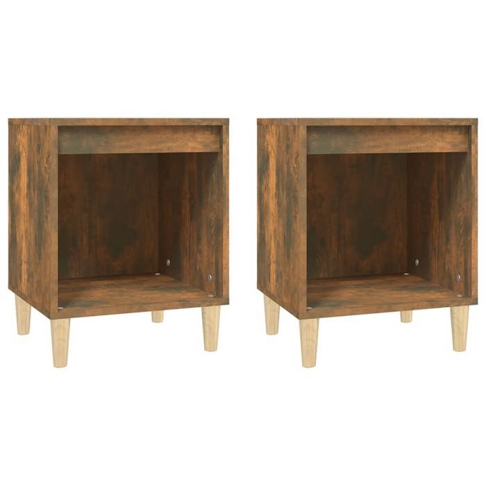 Table de chevet - Maison Exclusive - Chêne fumé - Lot de 2 - Bois d'ingénierie