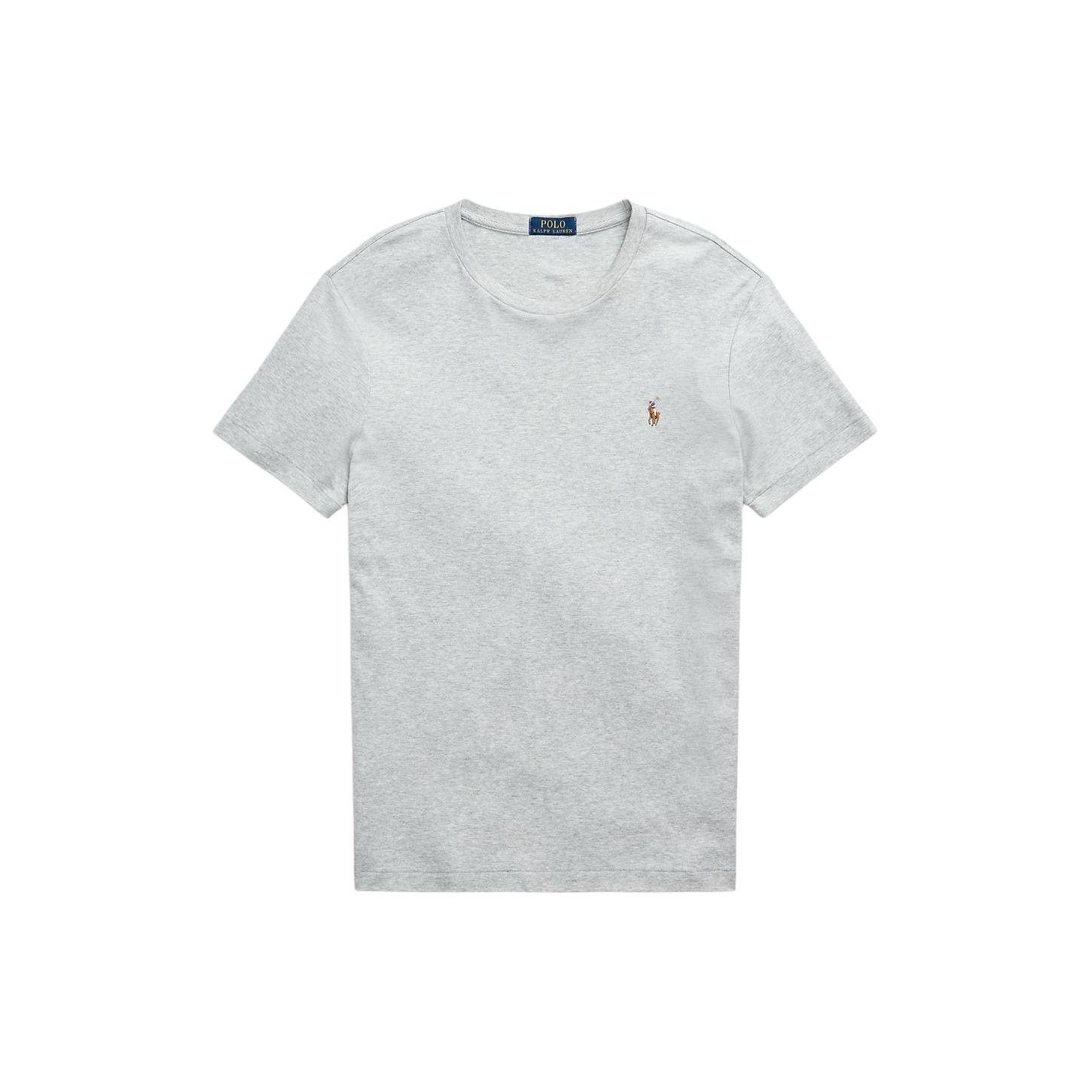 

Мужская футболка с коротким рукавом и круглым вырезом Polo Ralph Lauren с вышивкой логотипа, светло-серая 710803228-012 L