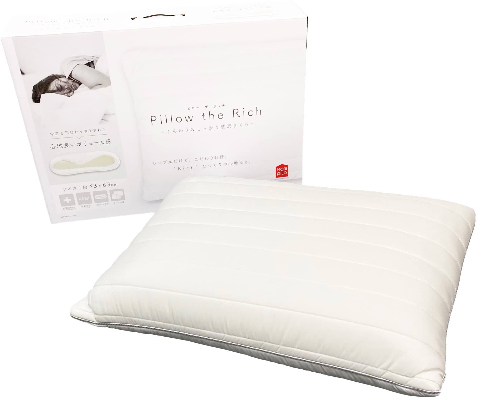 

MORIPiLO Подушка Morishita Simple Rich Premium Memory Foam с пододеяльником белого цвета 43x63 см Подушка Rich 4620966 прибл.