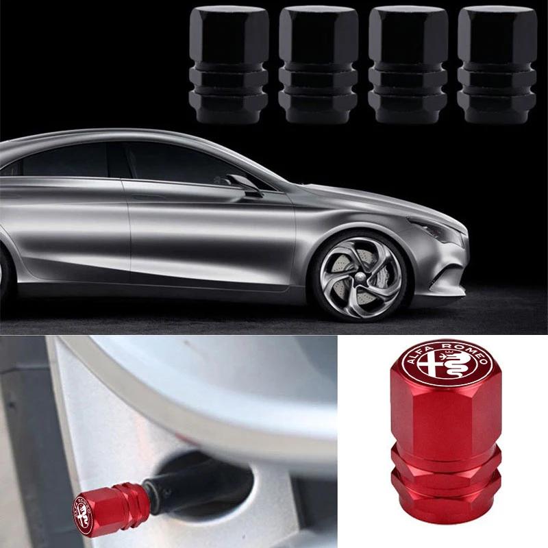 Car Sticker For Alfa Romeo 159 147 4Pcs Car Tire Valve Stems Cap Tire Valve Cap For Alfa Romeo STELVIO Giulia 159 Giulietta 147 rvcr43
