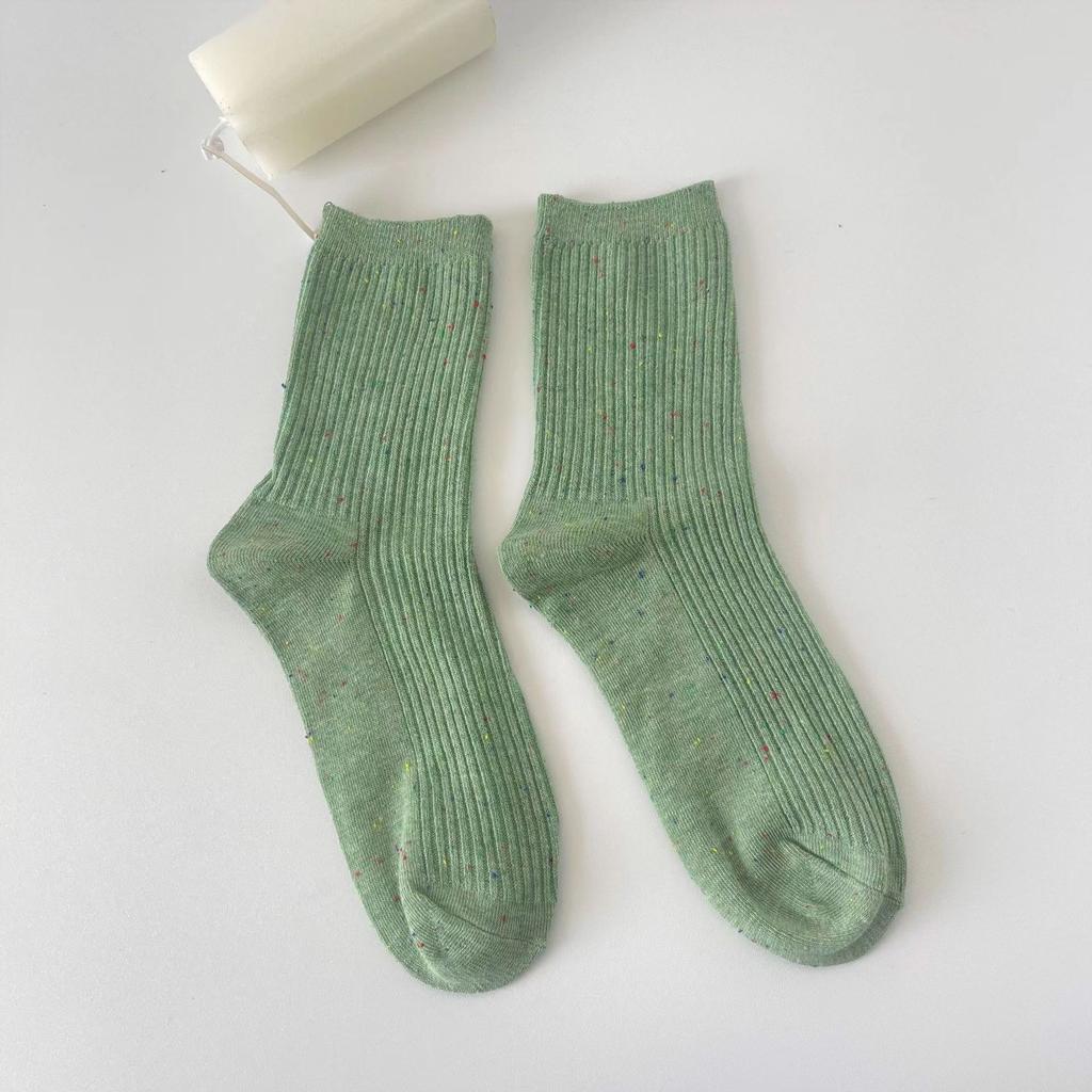 Female Spring and Summer Simple Cotton Point Yarn College Wind Tube Pile Socks