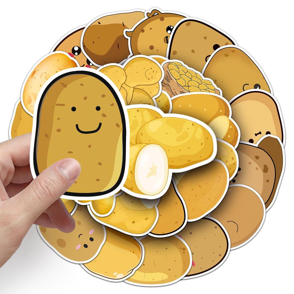 50pcs Waterproof Potato Doodle Cartoon Stickers for Phone Cases and Suitcases