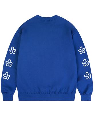 GRAVER [Unisex] Elbow 3 Line Flower Sweatshirt_Cobalt Blue