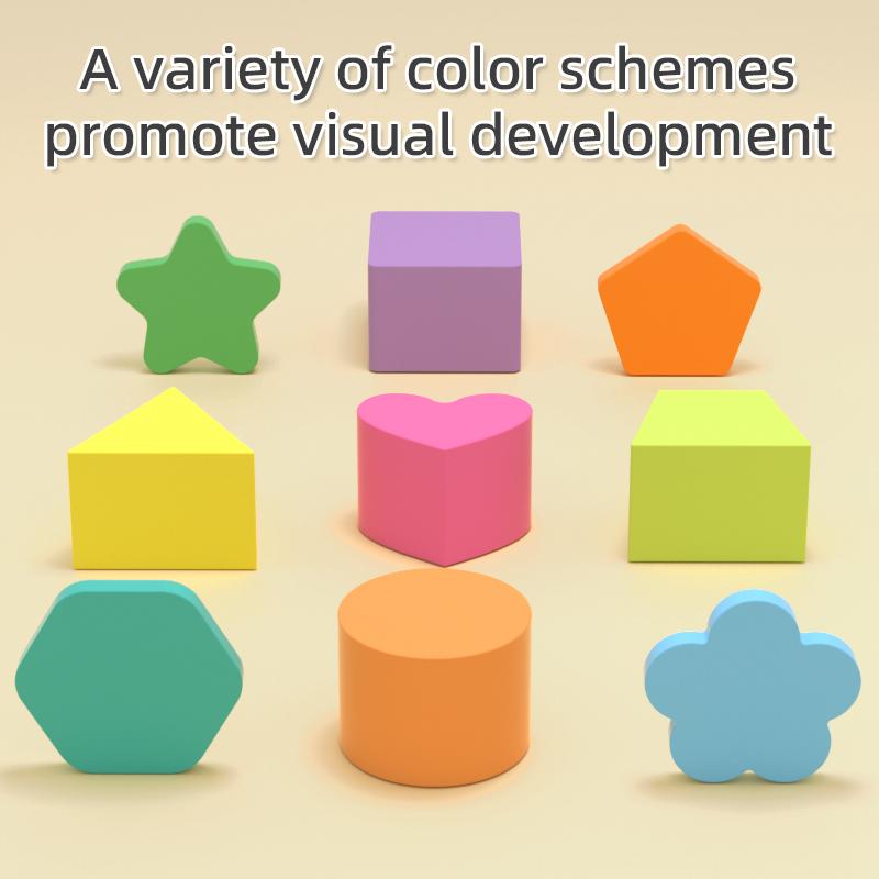 9 Holes Color Shape Sorting Box Montessori Educational Toy for Kids Shape Color Recognition Matching Puzzle STEM Learning Toy