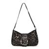 Korean version of fashion underarm women's bag 2025 winter new niche design handbag retro leopard print shoulder crescent bag