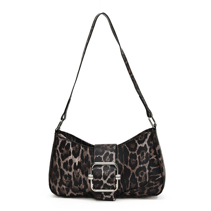 Korean version of fashion underarm women's bag 2025 winter new niche design handbag retro leopard print shoulder crescent bag