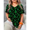 Sommer Damen 3D-Druck V-Ausschnitt T-Shirt Mode Vielseitig Trend Atmungsaktiv Lässig