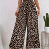 Summer Temperament Leopard Print Casual Pants with Women's Print Elastic Waistband Sagging Feelin Wide Leg Pants