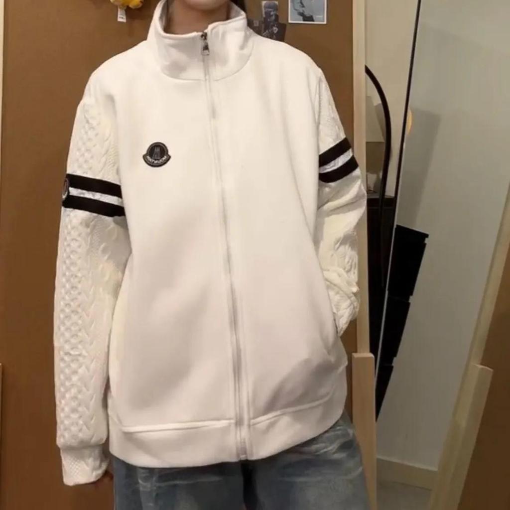 Sweat à capuche cardigan tendance brodé unisexe - Veste légère de luxe à col montant zippée