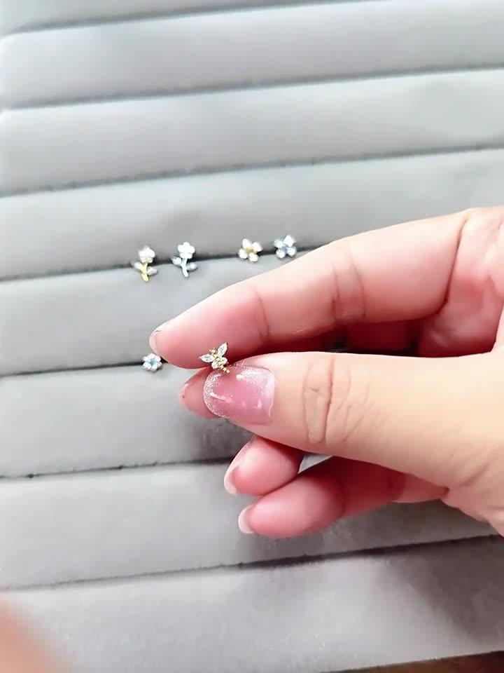 Fashion Gold Plated Titanium Alloy Geometric Trendy Unisex Body Piercing Earrings for Women's Lip Nails Tongue