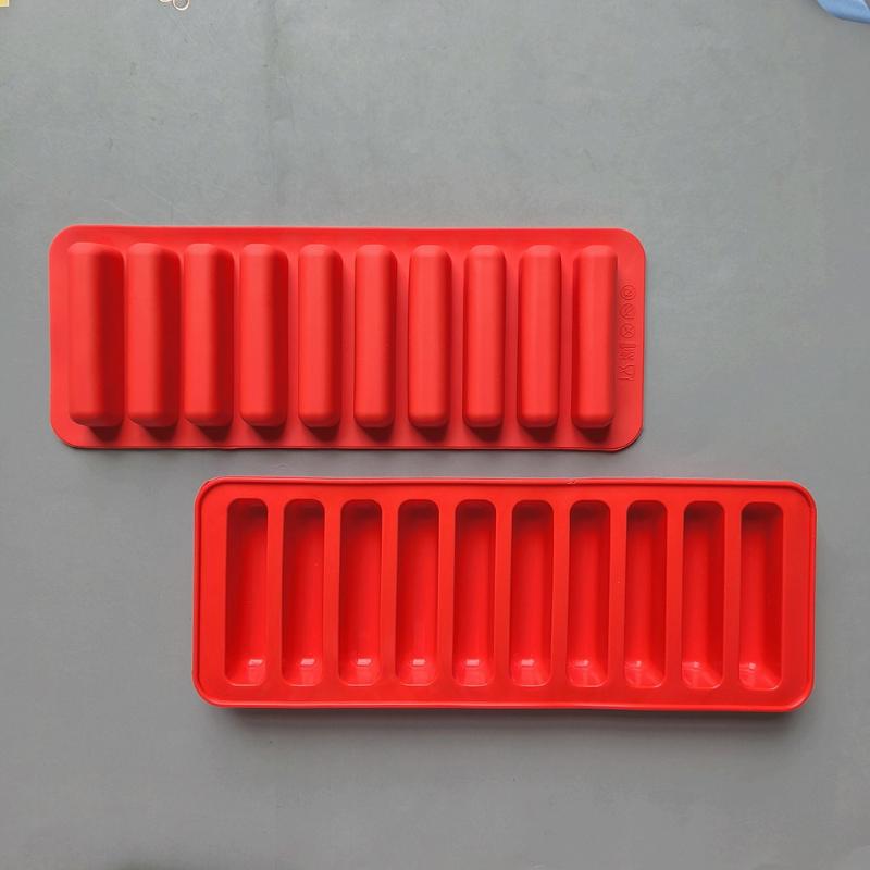 Silicone Long Strip Ice Cube Mold Non-Stick For Chocolate Jelly Biscuit Diy Baking Ice Cream Bar Tray Kitchen Tool 10 Grids