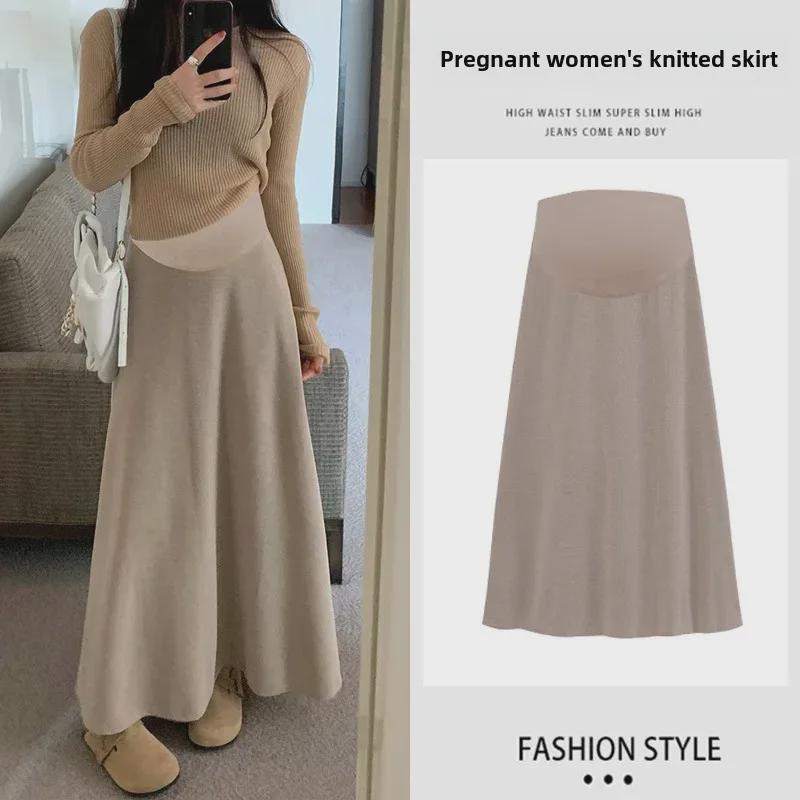 2024 Autumn & Winter Maternity Knitted High-Waist A-Line Skirt