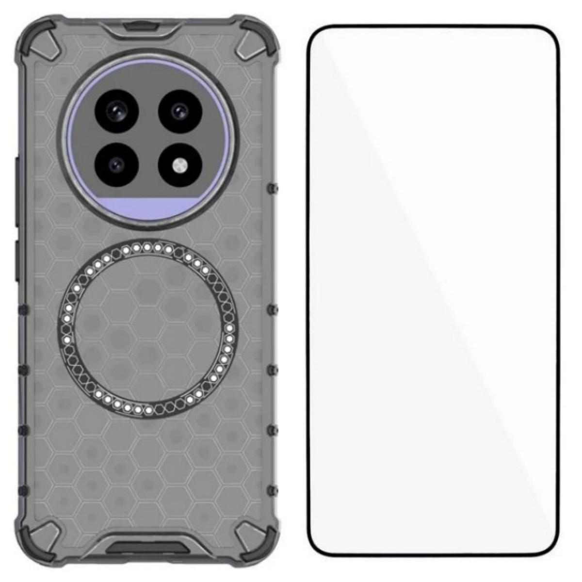 

For Realme 13 Pro 5G (Global) Phone Case Compatible with MagSafe WANLONFENG FC Series with Tempered Glass (Big Lens Hole) Black