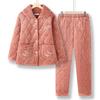 Moou Elderly Women's Warm Coral Fleece Two-Piece Winter Outfit