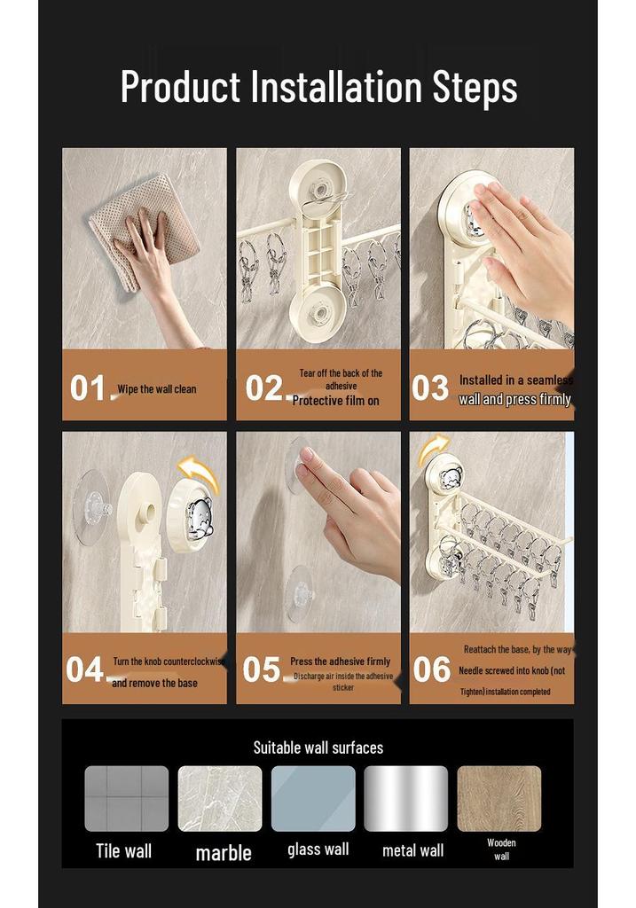 Rotating Multi-Clip Clothes Hanger for Socks & Underwear - No-Punching Design