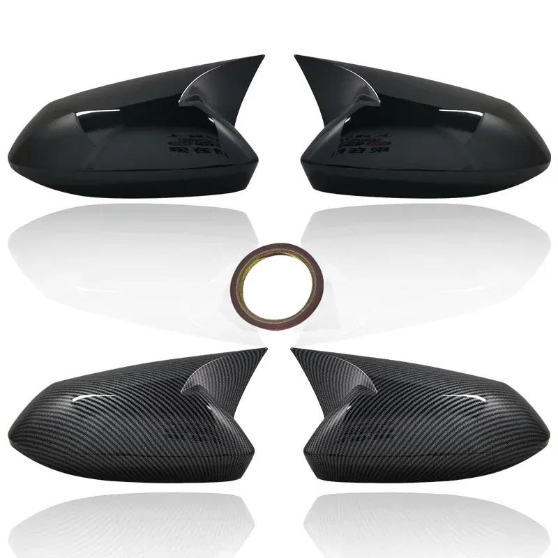 For Toyota Corolla   2pcs facelifted Excellent modified Rearview Bright black Carbon Fiber Pattern Mirror Cover caps