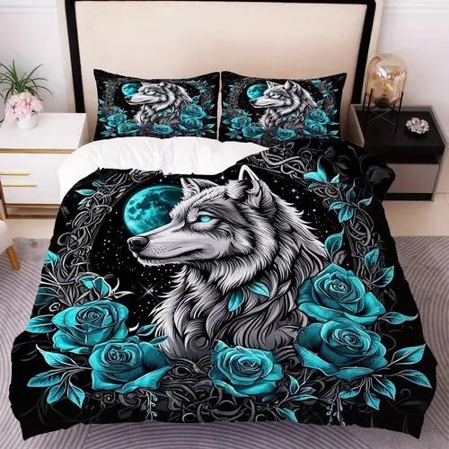 

Wolf Duvet Cover Duvet Cover With Wolf Pattern Suitable For Children Boys Girls And Adults Soft Warm Comfortable And Breathable EU King(240*220cm)3pcs
