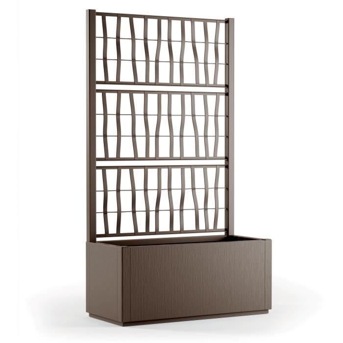 STEFANPLAST Bac à fleur/Jardinière ETHICA rectangulaire 80 cm avec treillis - 80x36xh 140 cm - Taupe