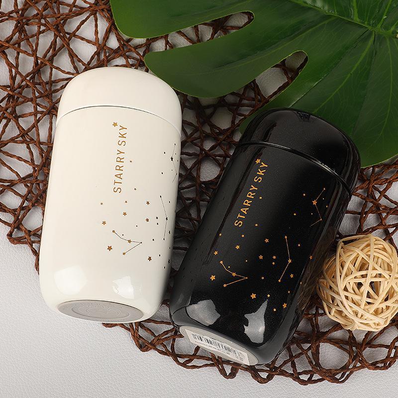 Starry Sky Mini Thermos Cup, Portable Engraved Water Cup for Men, Women, and Children, Cute, Fresh, and Creative Internet Celebrity Style.