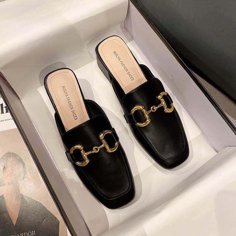 

Ленивые туфли сумка голова полушлепанцы женская верхняя одежда 2025 лето полуподдержка одинарные туфли толстый каблук сандалии 309-2 40 чёрный