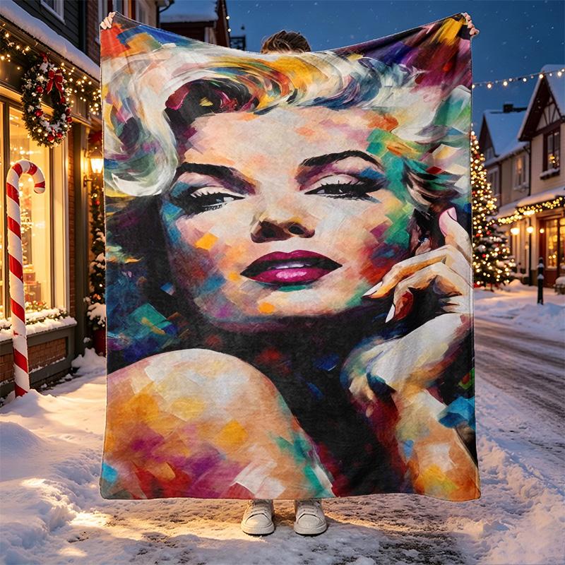 Marilyn Monroe Pattern Blanket for Home Decoration, Bed, Sofa, Car Travel, Camping, Suitable for All Seasons, Birthday Christmas Gift
