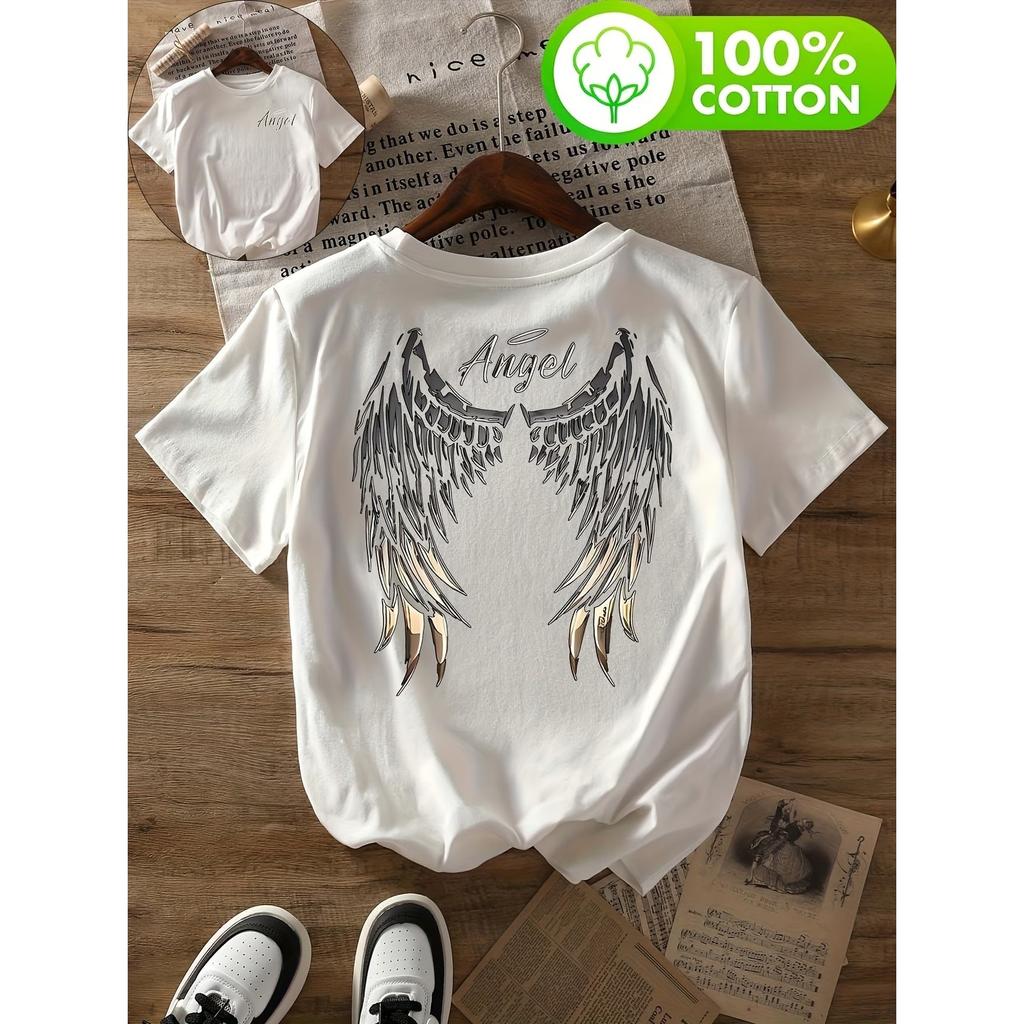 Ala d'Angelo Oscuro Saldi Caldi Magliette Stampate Grafiche Per Donna Abbigliamento Lento Oversize Hip Hop Street T-shirt Cotone Maniche Corte