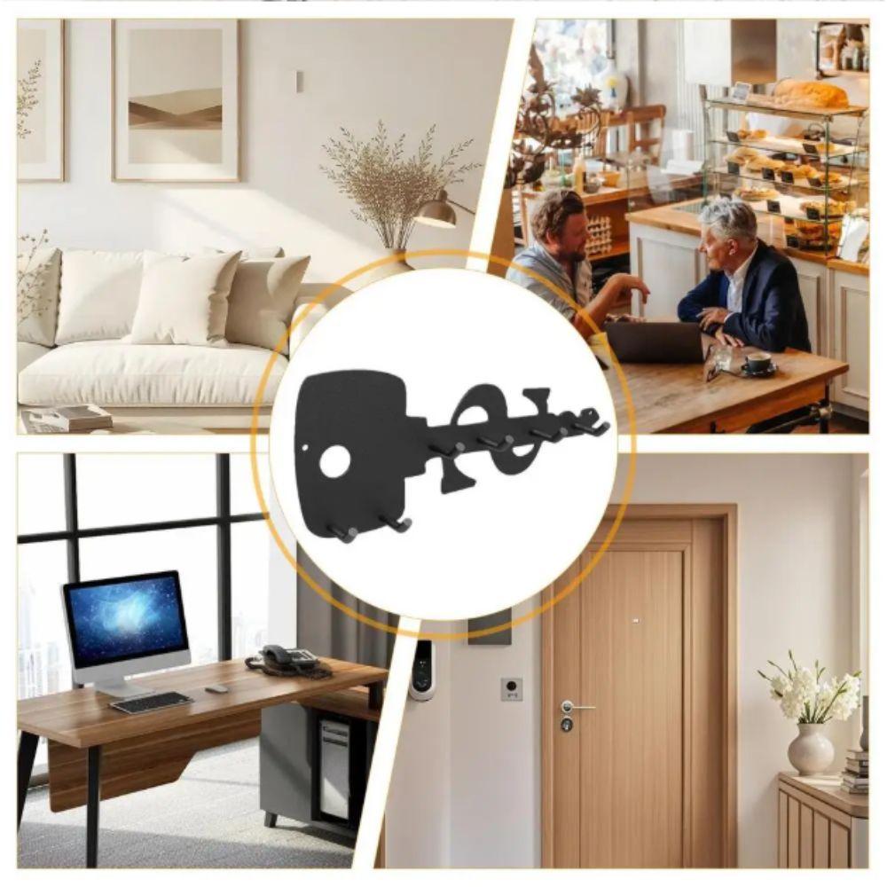 Stainless Steel Wall Mounted Holder 6 Hooks Rustproof Key Holder Space Efficient Decorative Design Storage System Living Room