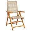 7 Piece Garden Dining Set Poly Rattan and Solid Wood Beige