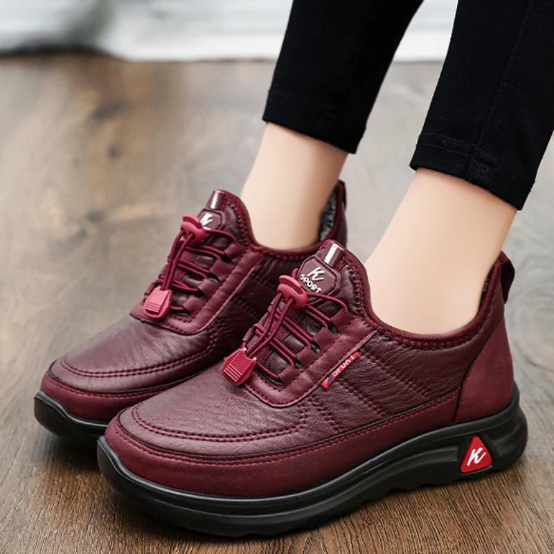 Fashion Winter Leather Men Boots with Fur Mens Bussiness Cotton Boots Casual Warm Snow Boots Non-slip Men Leisure Boots Bota Masculina