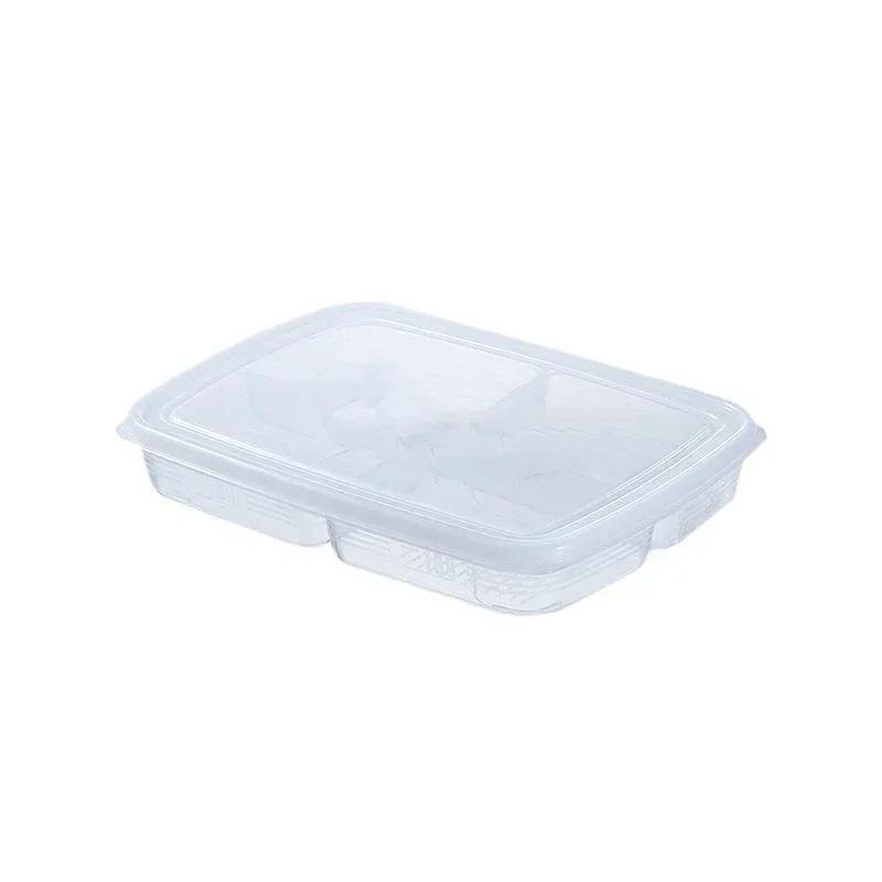 4 Grids Portable Food Fruit Storage Box Portable Compartment Refrigerator Freezer Organizers Sub-Packed Meat Onion Ginger Tools
