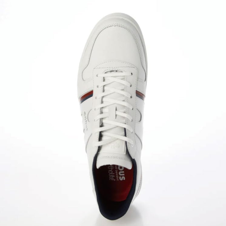 Mobus Men's Leather Sneakers, Genuine Leather, Sports, Casual, Walking Shoes, Current Model HESEL (White/Navy, Measurement 26 Points, 0 Centimeters)