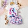 INS Baby Summer Style Cartoon Pony Short-sleeved Pullover Full-print Shorts for Infants and Young Girls