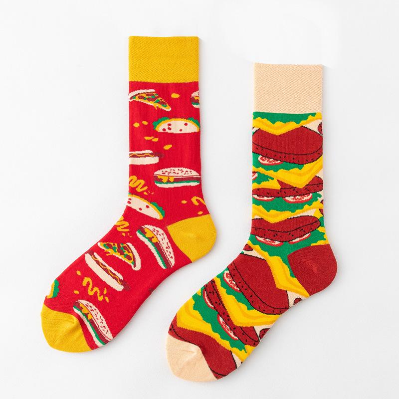 REMOULD Women Fashion Designer Mismatching AB Socks High Quality for Girls Art Crazy Socks With Print Pattern Fancy Cool