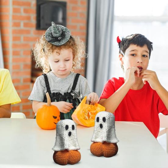 Halloween Crochet Ghost Decor Handmade Knitted Ghost Doll Funny Surprise Gag Gift for Women Friends Sister Bestie