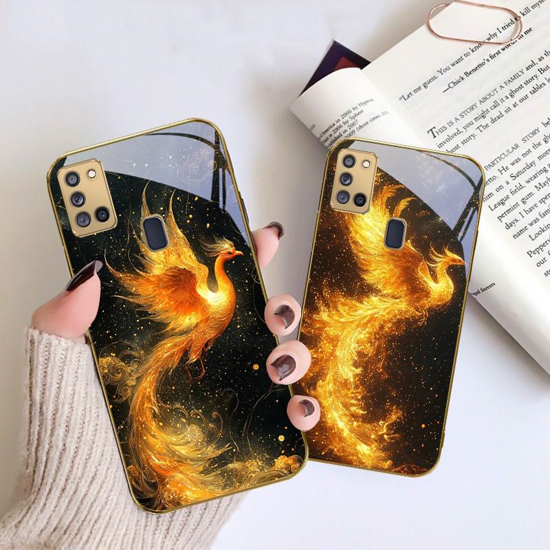 Golden Phoenix Nirvana For Samsung A 31 32 A33 A34 35 14 A15 13 16 25 26 50 52 53 54 55 56 70 71 72 73 Golden Glass Phone Case