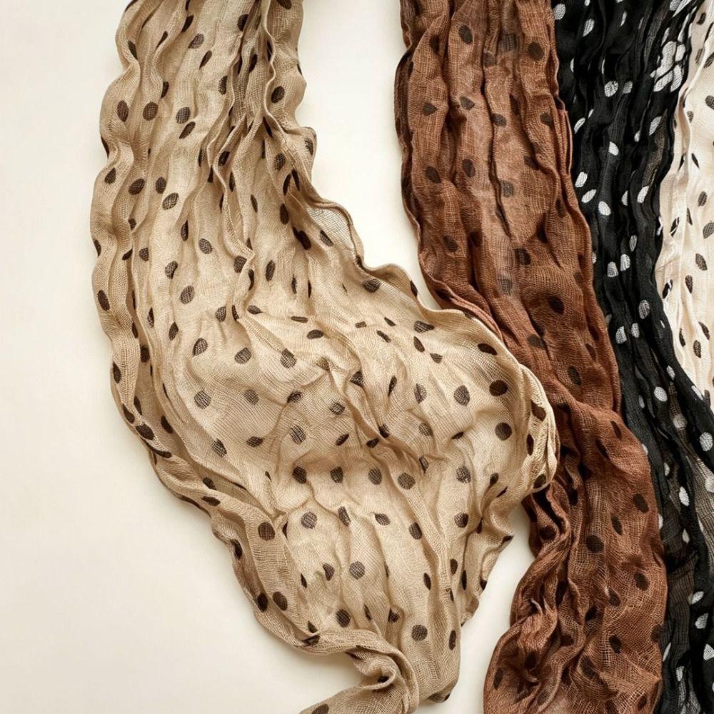 Sunscreen Shawls Polka Dot Scarf Wrinkle Twisted Chiffon Scarf Pleated Scarves  Air Conditioner Use