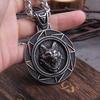 Stainless Steel Wolf Head Norse Viking Pendant Necklace for Men Never Fade with Wooden Box Christmas Gift