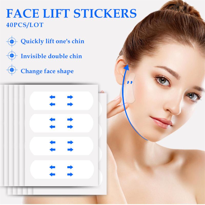 Fita adesiva de maquiagem facial em V à prova d'água invisível respirável adesivo facial para levantar o queixo