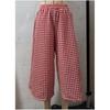 Damen Frühling Hohe Taille Lässig Weite Hose Elegant Kariert Weitbein Hose Rock