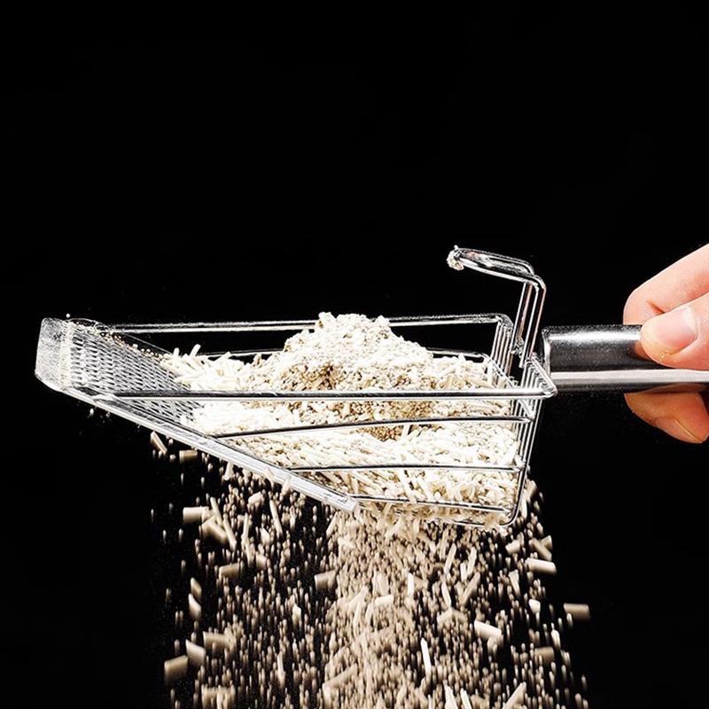 Cat Litter Shovel Portable Wood Handle Stainless Steel Scooper Sifting Kitten Litter Scoop Cat Toilet Cleaning Tool Pet Products