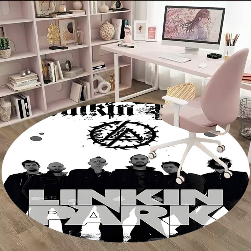 1pc Linkin Park3 Print Round Carpet Chair Round Carpet Suitable for Bedroom Living Room Home Decorative Carpet