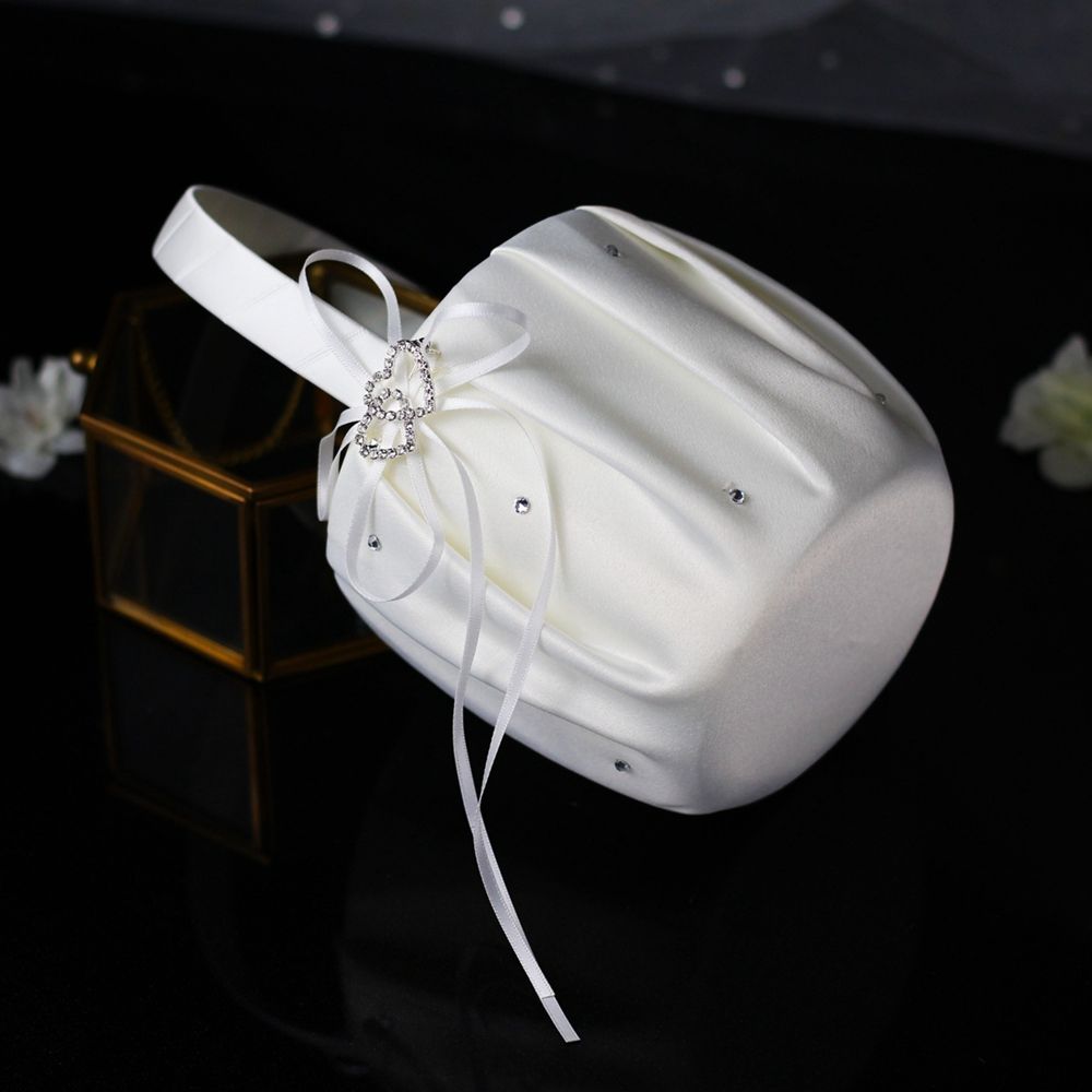 Double Bow Flower Girl Bridal Gift Flower Basket Party Decor Wedding Supplies Ring Pillow Basket